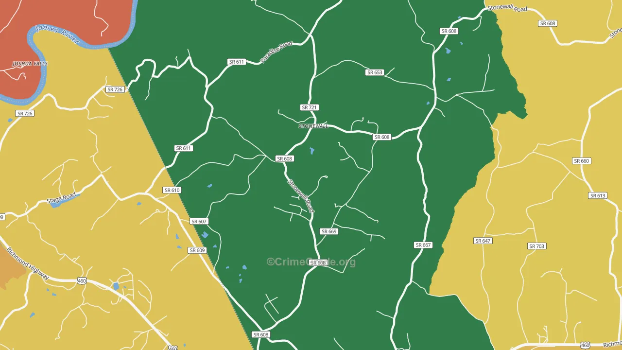Stonewall, VA Map of Assault Rates