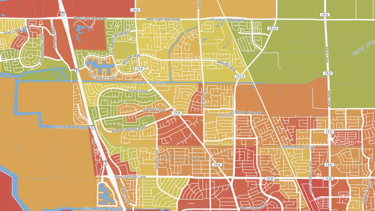 Stonewood, Stockton, CA Map of Assault Rates