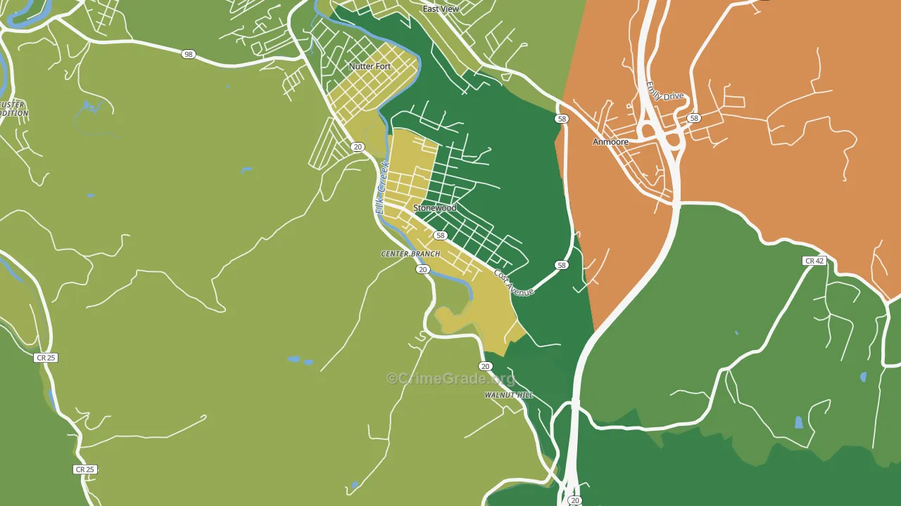 Stonewood, WV Map of Assault Rates