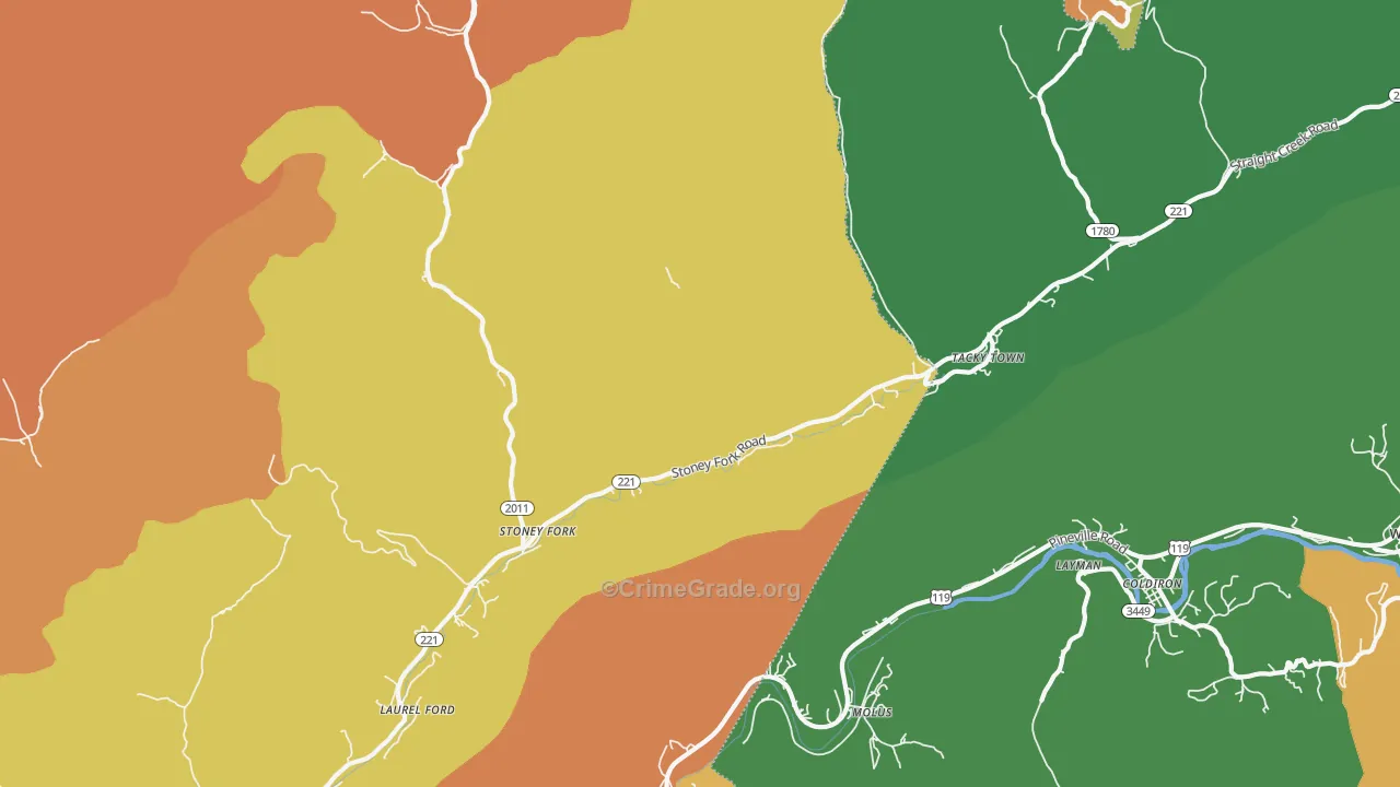 Stoney Fork, KY Map of Assault Rates