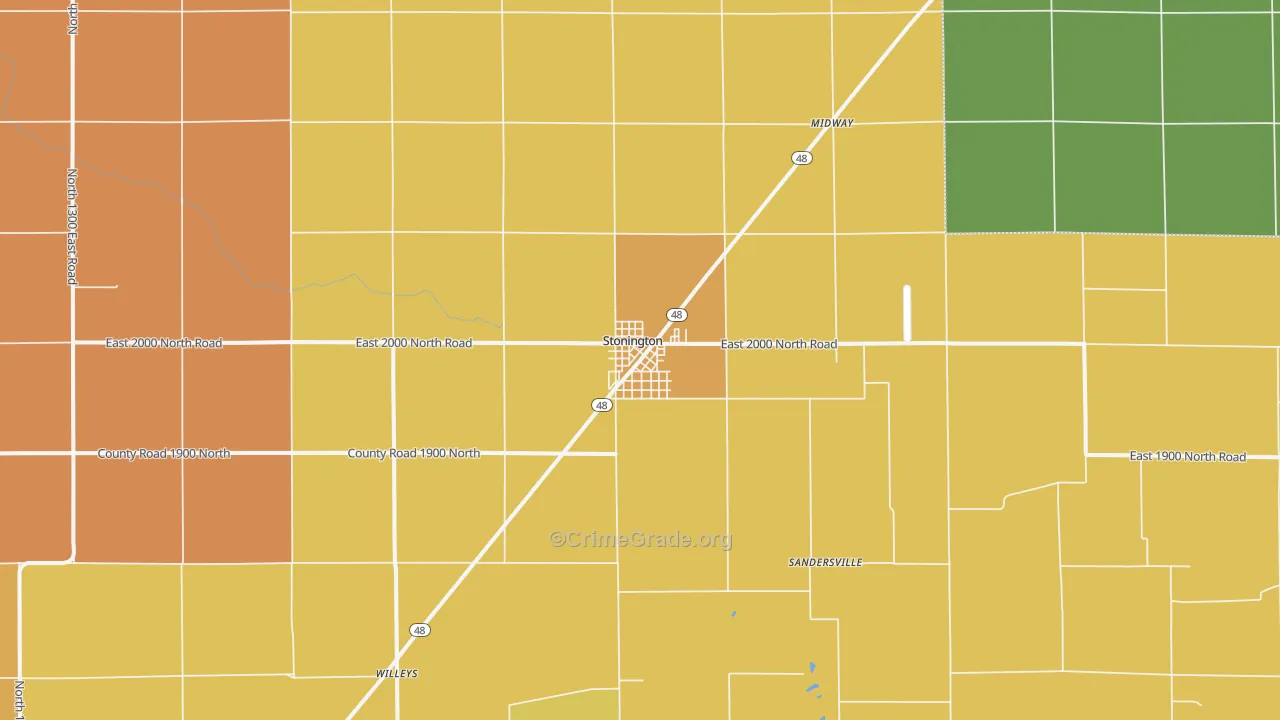 Stonington, IL Map of Assault Rates
