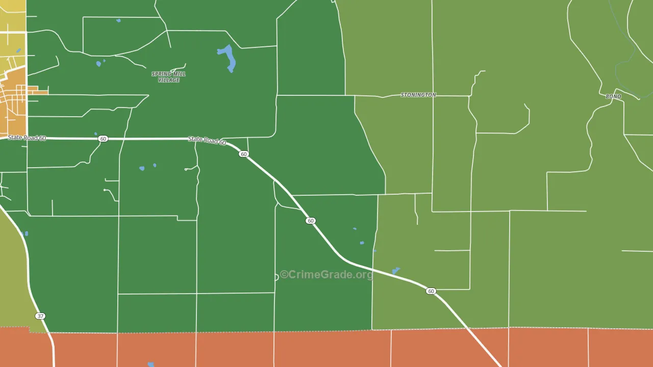 Stonington, IN Map of Assault Rates