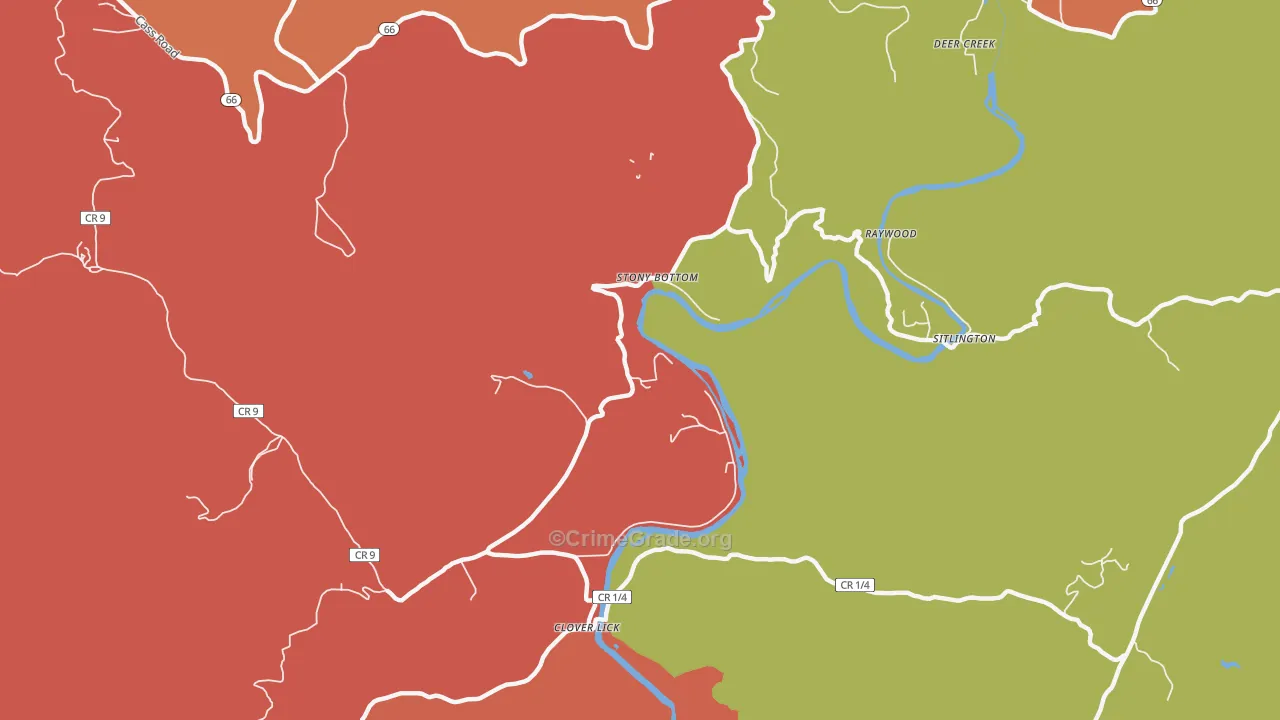 Stony Bottom, WV Map of Assault Rates