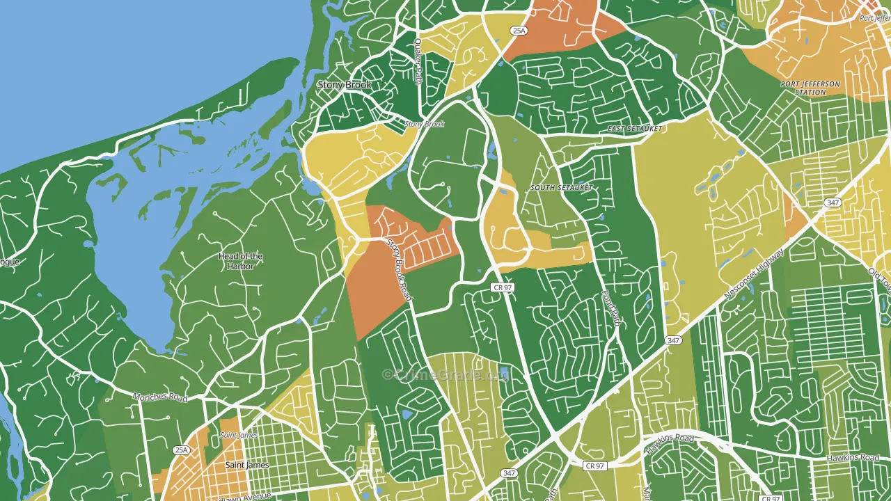 Stony Brook, NY Map of Assault Rates