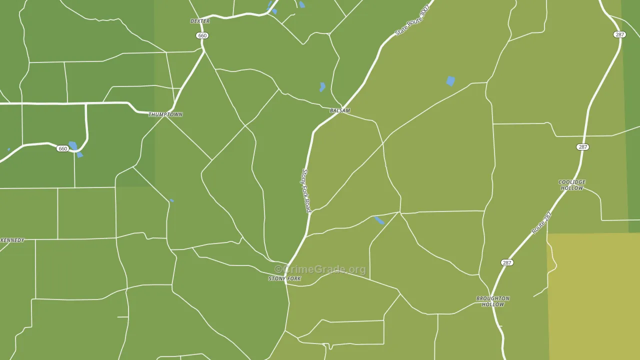 Stony Fork, PA Map of Assault Rates