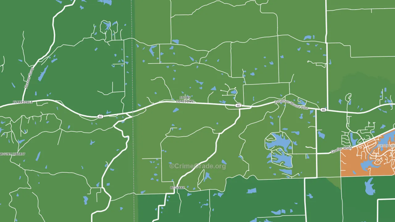 Stony Lonesome, IN Map of Assault Rates