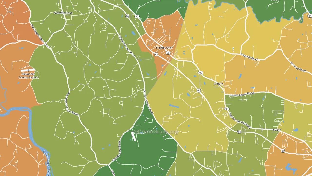 Stony Point, NC Map of Assault Rates
