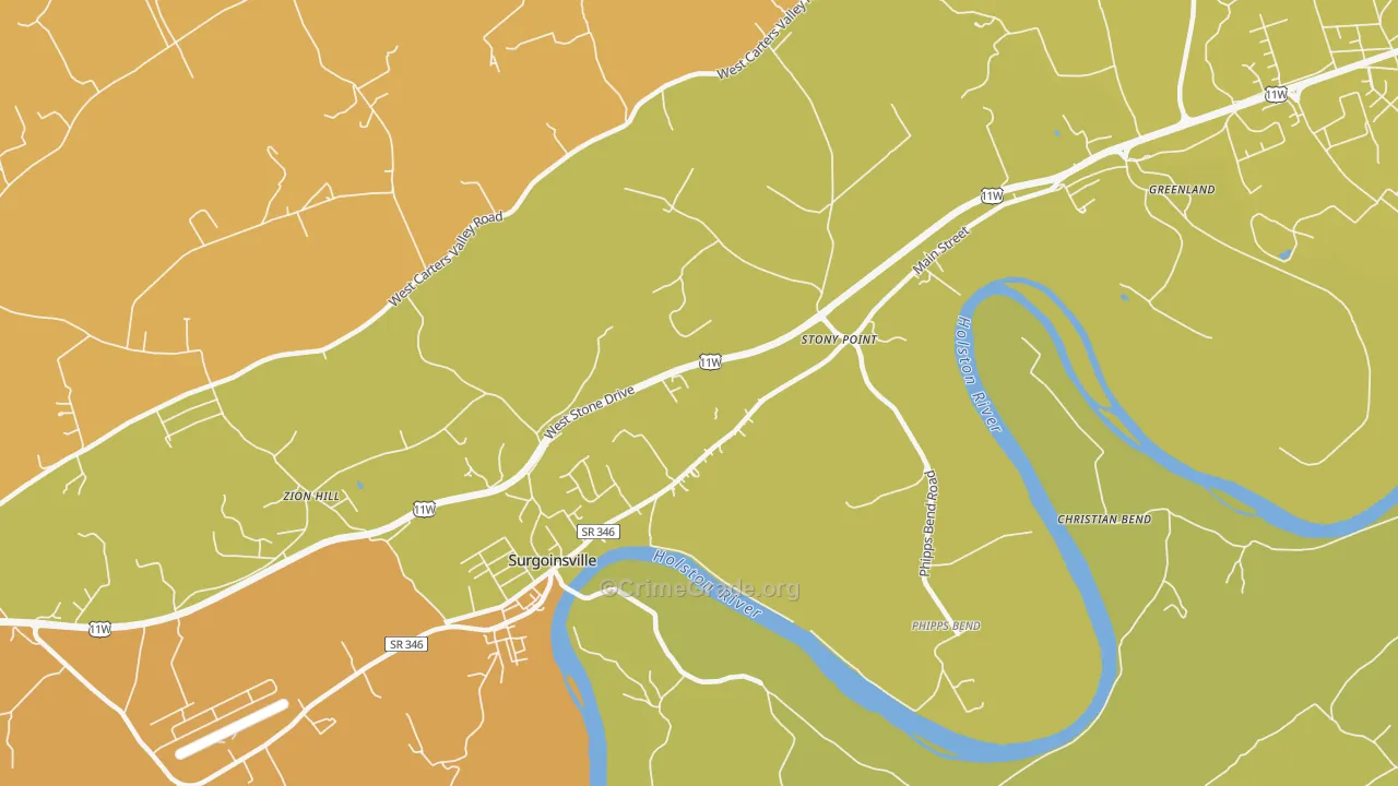 Stony Point, TN Map of Assault Rates