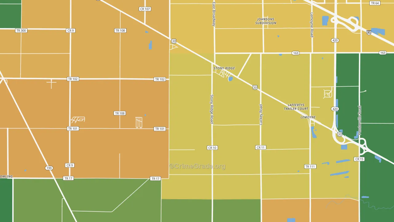 Stony Ridge, OH Map of Assault Rates