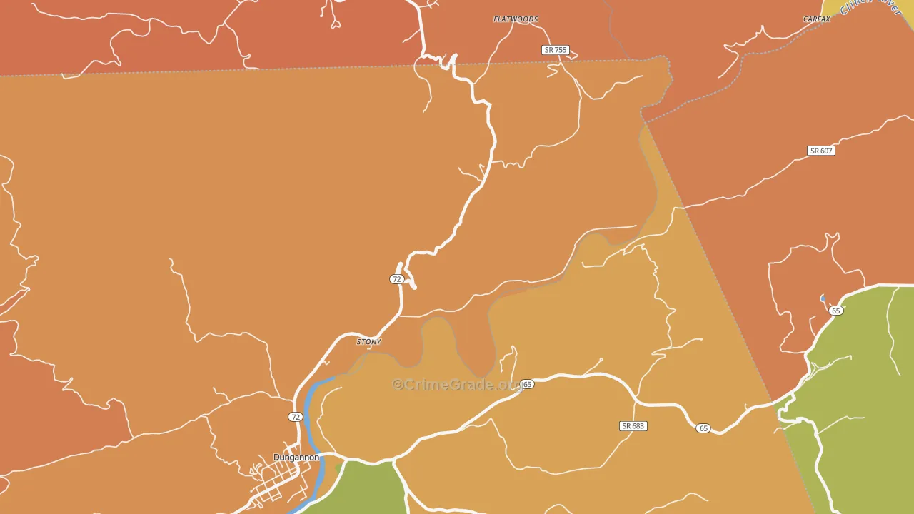 Stony, VA Map of Assault Rates