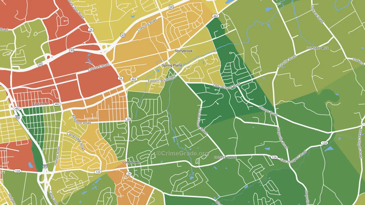 Stonybrook-Wilshire, York, PA Map of Assault Rates