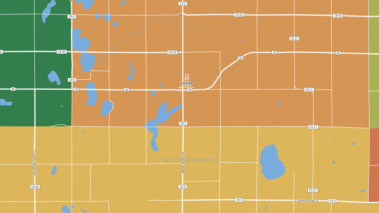Storden, MN Map of Assault Rates