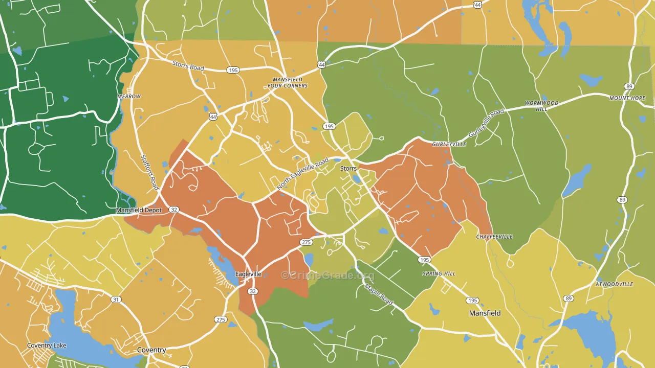 Storrs, CT Map of Assault Rates