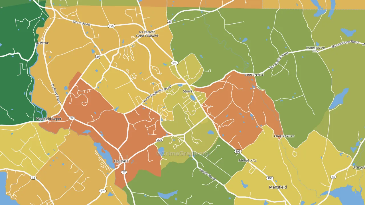 Storrs Mansfield, CT Map of Assault Rates