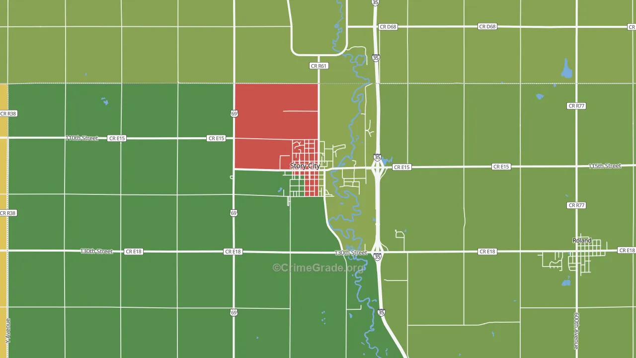 Story City, IA Map of Assault Rates