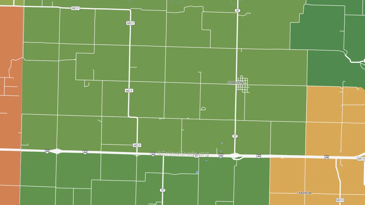 Stotts City, MO Map of Assault Rates
