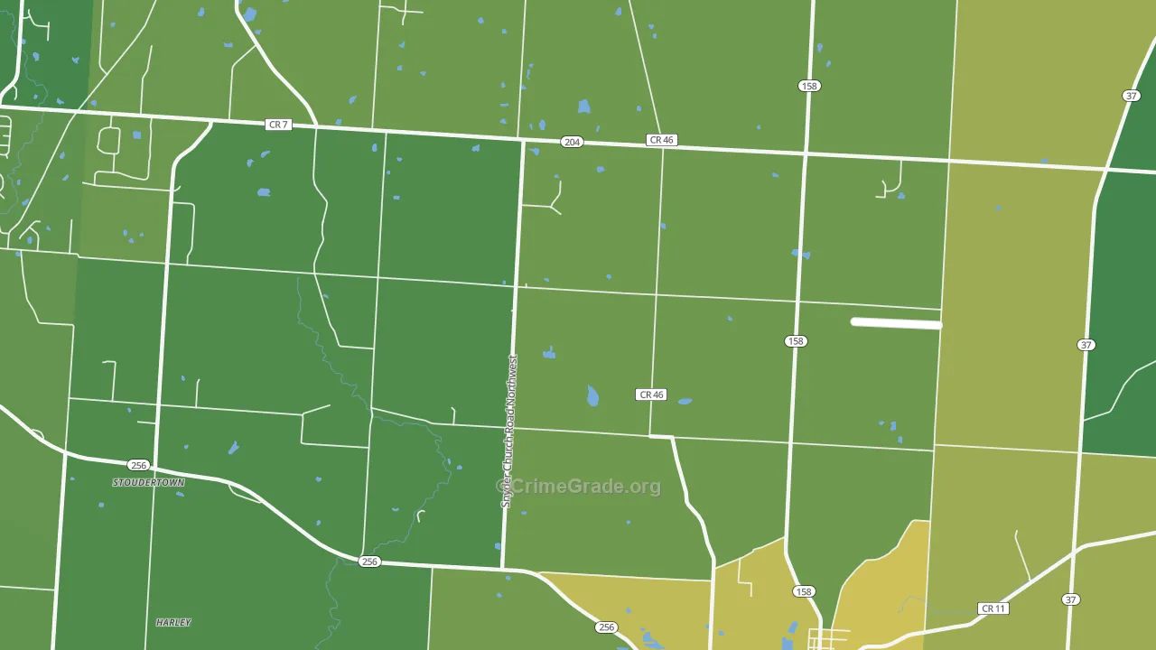 Stoudertown, OH Map of Assault Rates