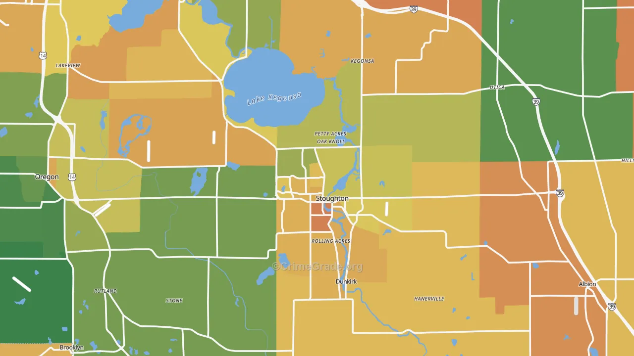 Stoughton, WI Map of Assault Rates