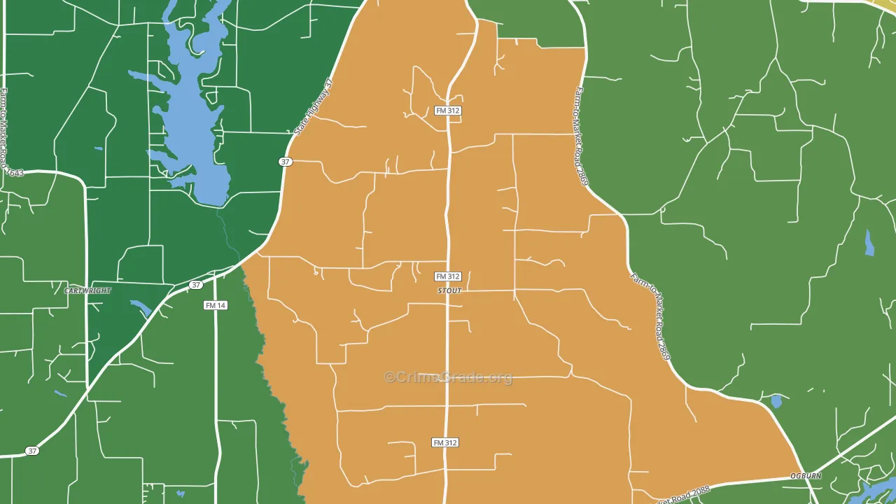Stout, TX Map of Assault Rates