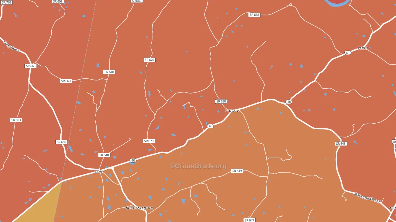 Stovall, VA Map of Assault Rates