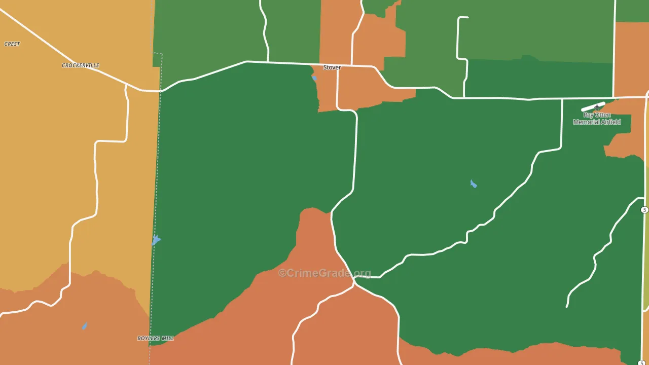 Stover, MO Map of Assault Rates