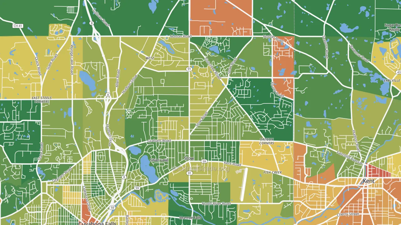 Stow, OH Map of Assault Rates