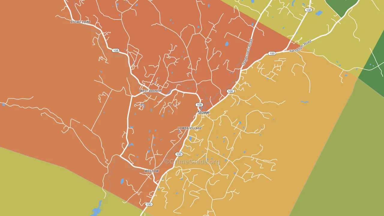 Stowe, VT Map of Assault Rates