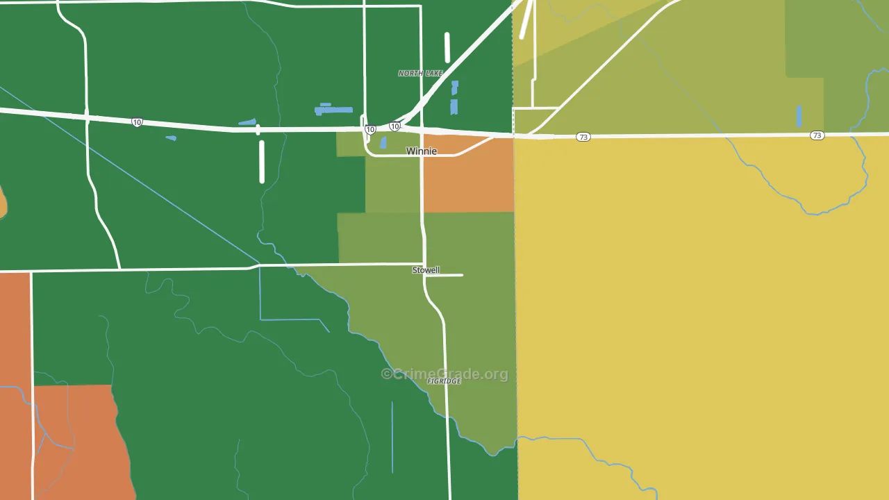 Stowell, TX Map of Assault Rates