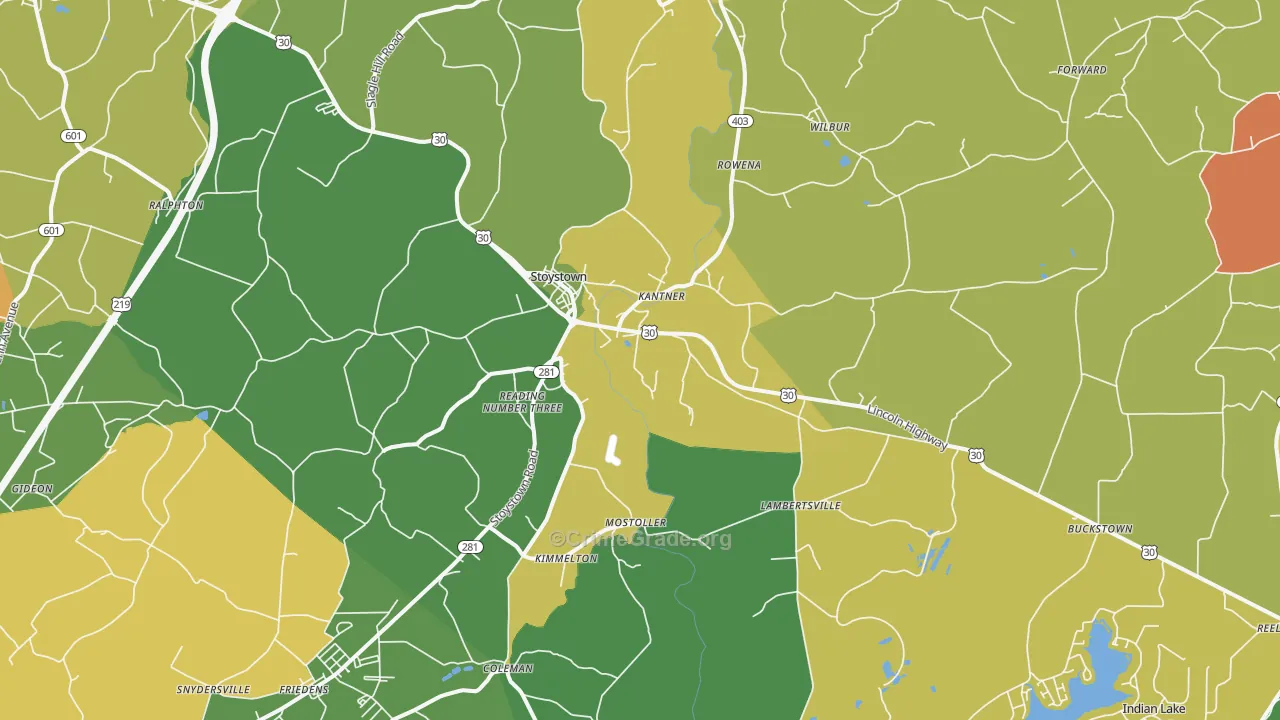 Stoystown, PA Map of Assault Rates
