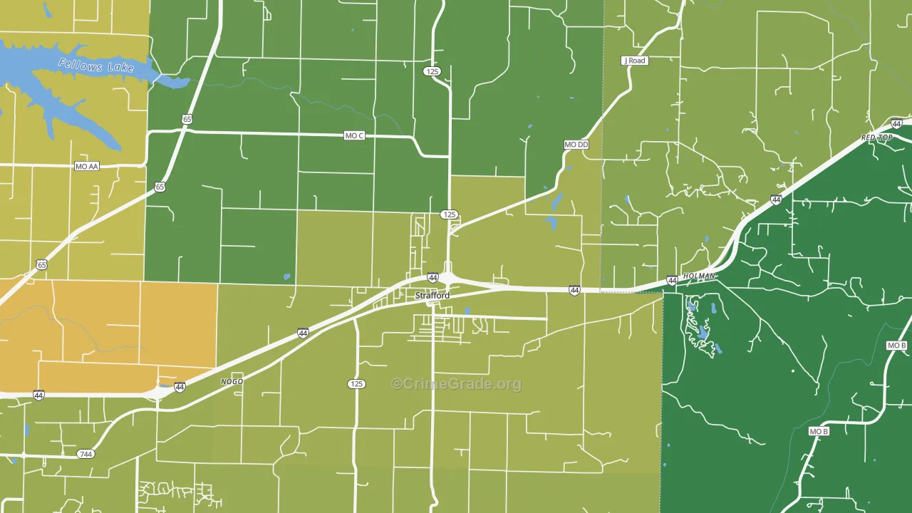 Strafford, MO Map of Assault Rates