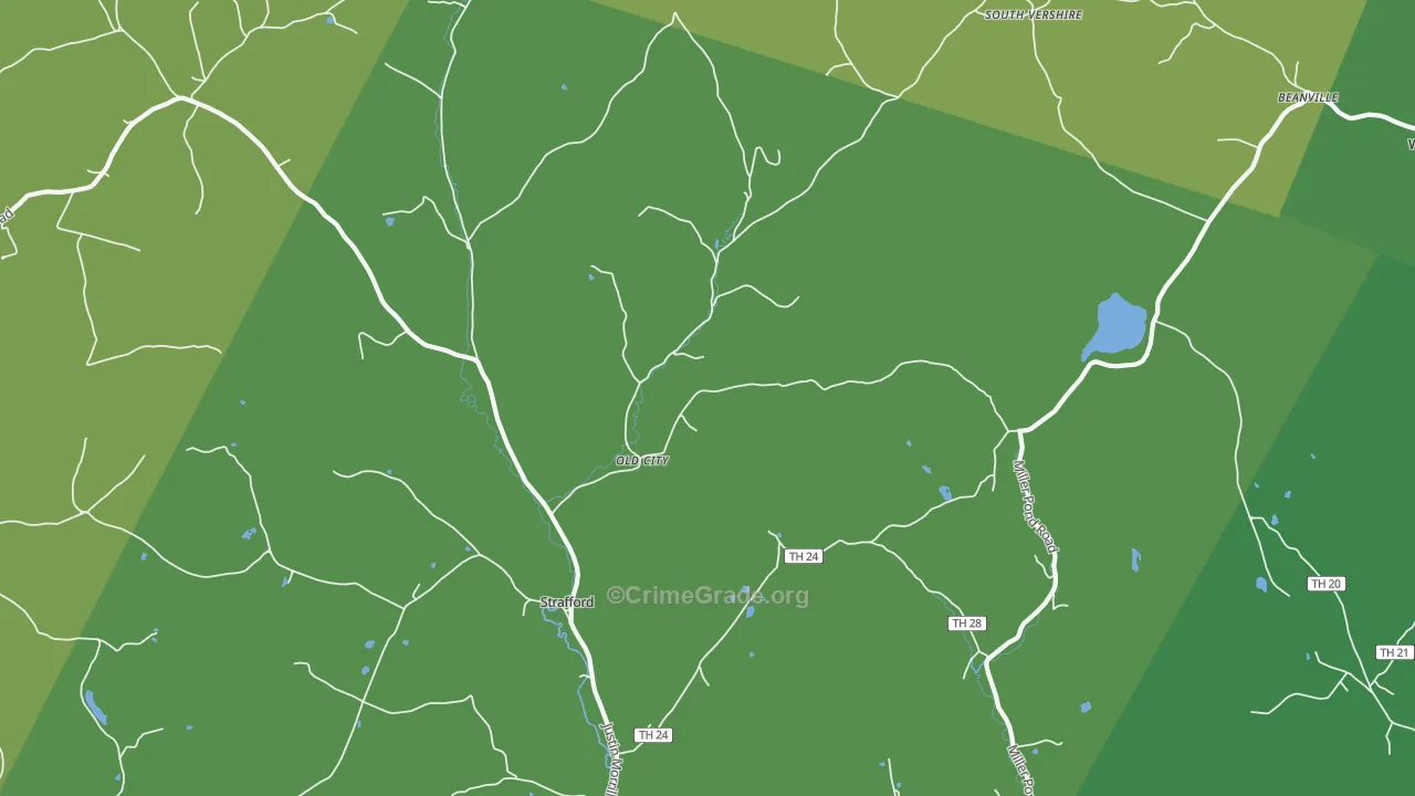 Strafford, VT Map of Assault Rates