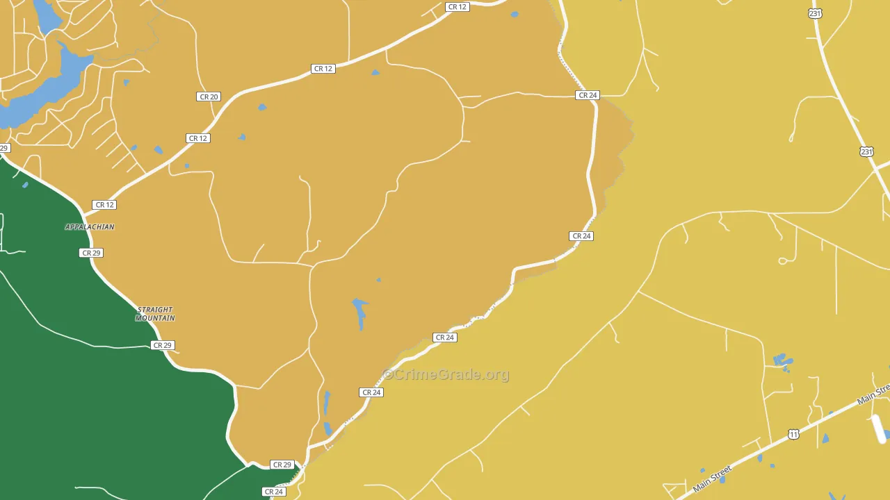 Straight Mountain, AL Map of Assault Rates