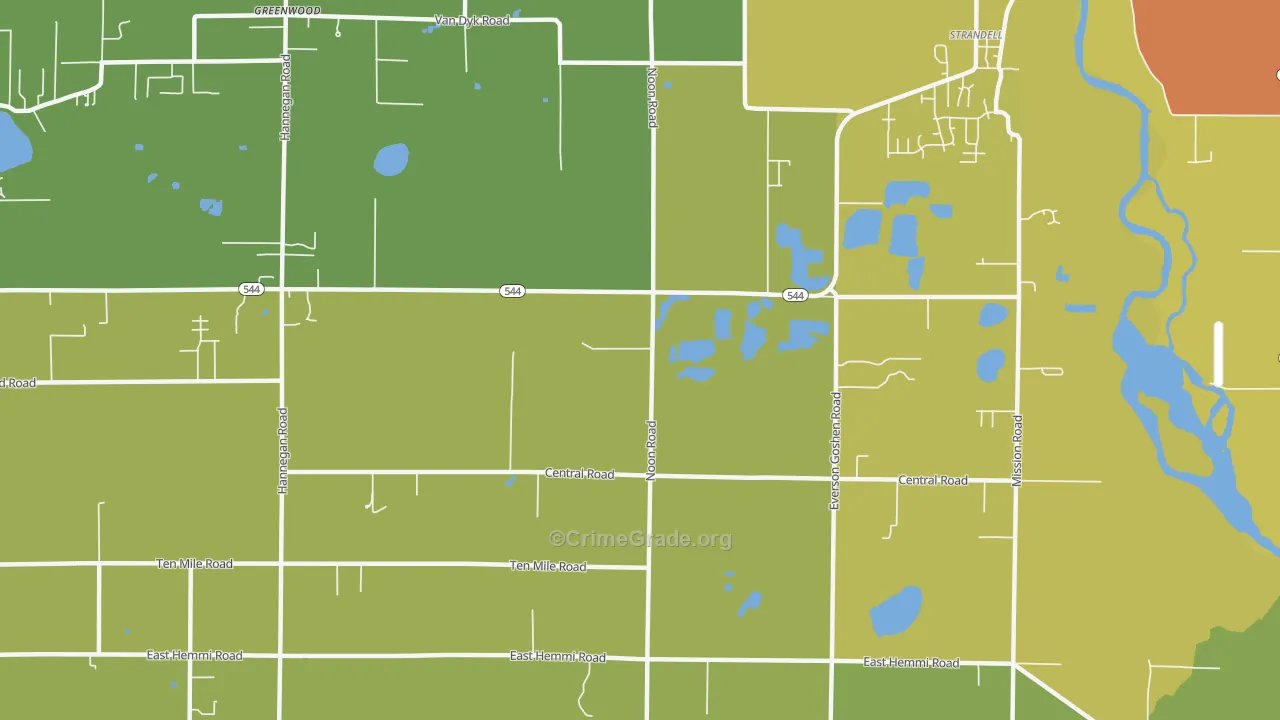 Strandell, WA Map of Assault Rates