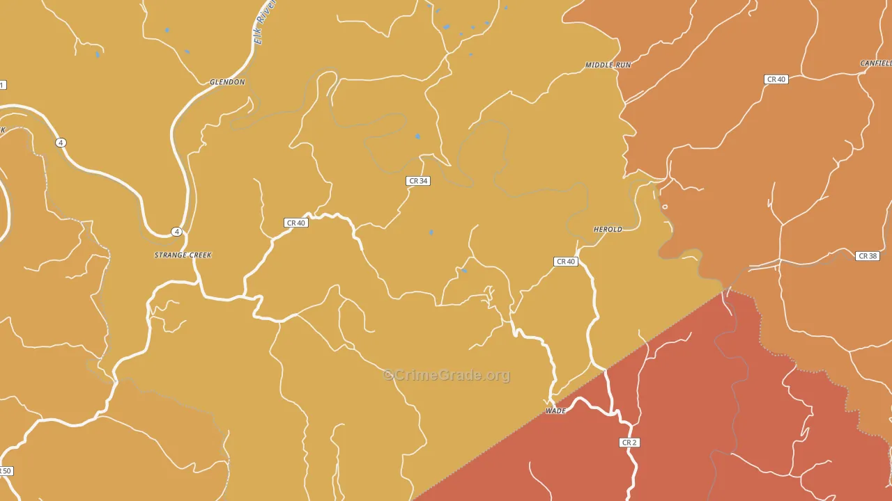 Strange Creek, WV Map of Assault Rates