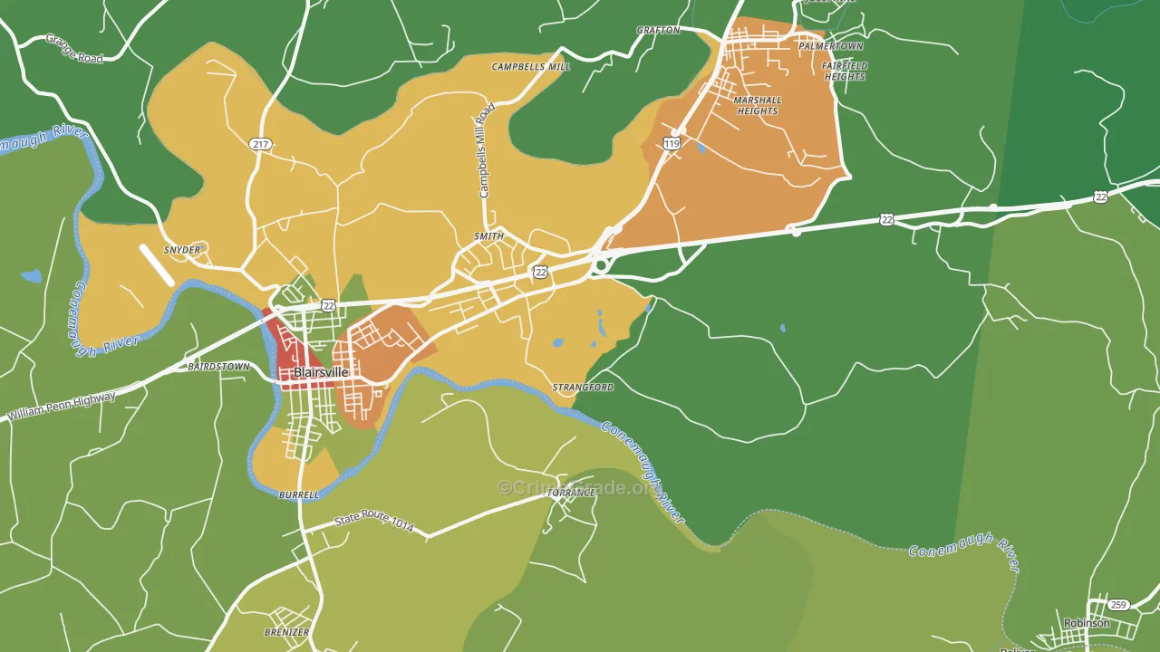 Strangford, PA Map of Assault Rates