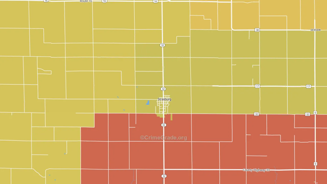 Strasburg, IL Map of Assault Rates