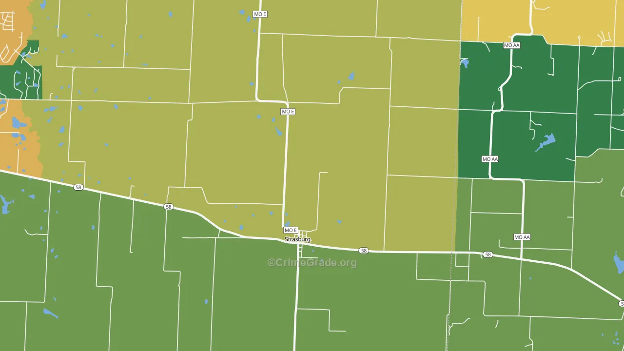 Strasburg, MO Map of Assault Rates