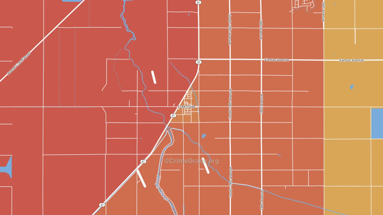 Stratford, CA Map of Assault Rates