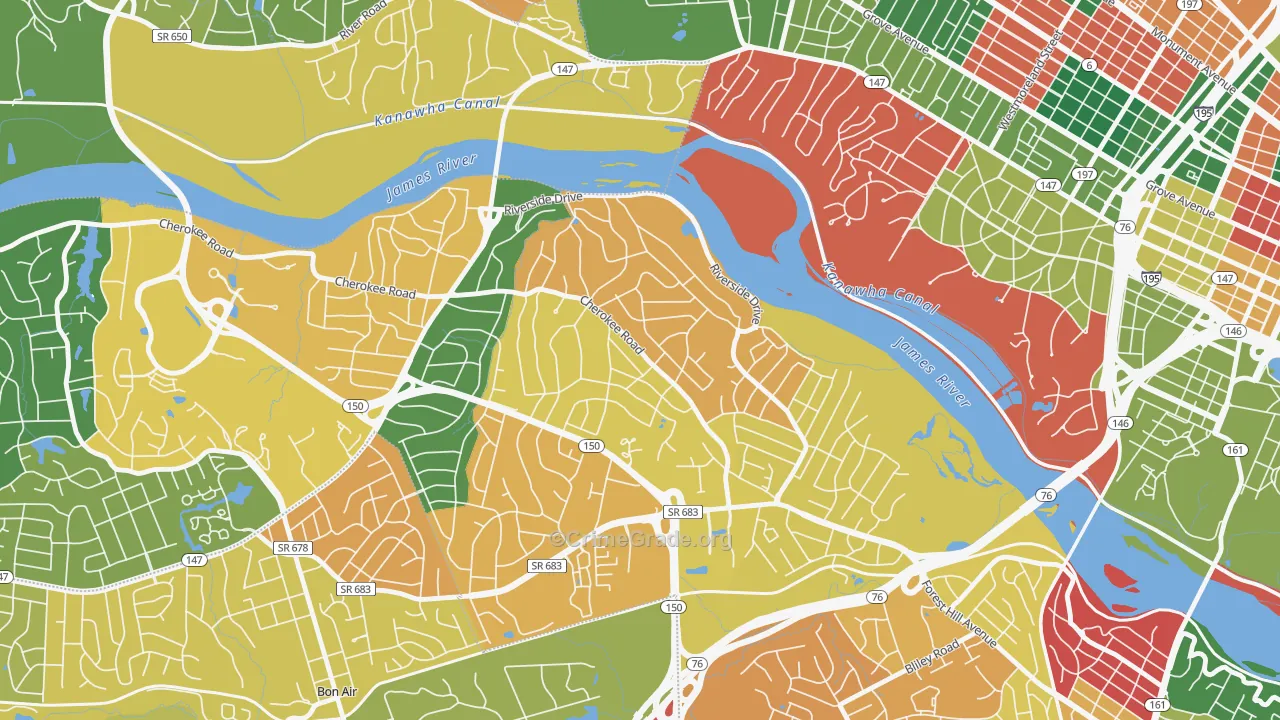 Stratford Hills, Richmond, VA Map of Assault Rates