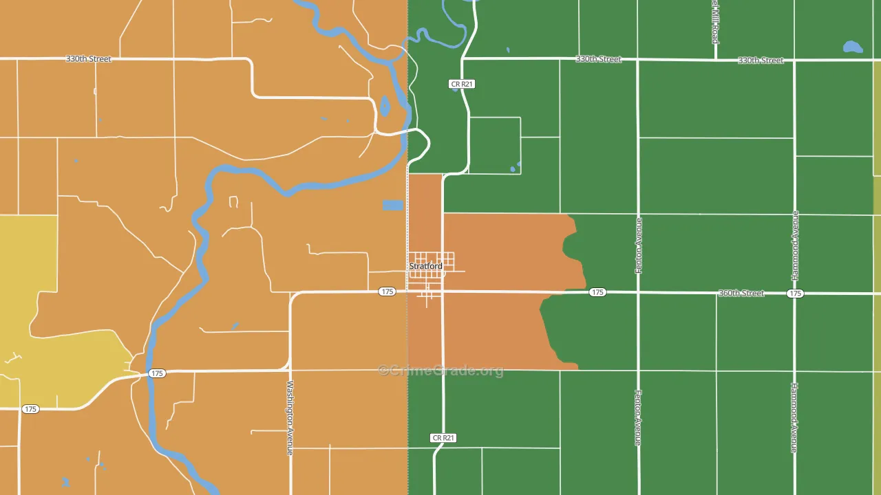 Stratford, IA Map of Assault Rates