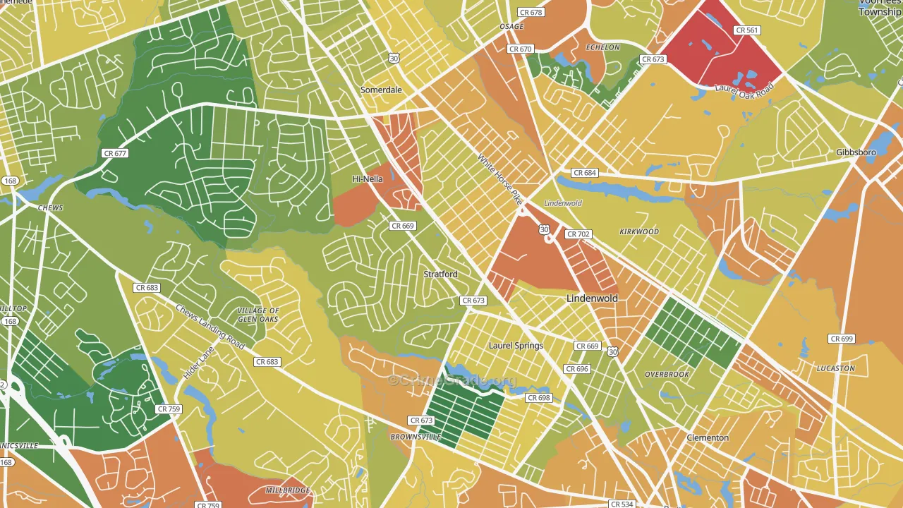 Stratford, NJ Map of Assault Rates
