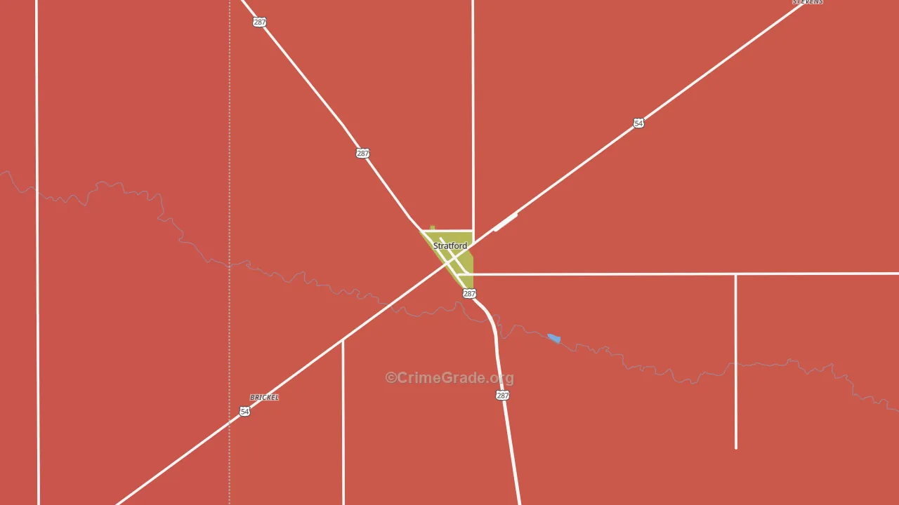 Stratford, TX Map of Assault Rates