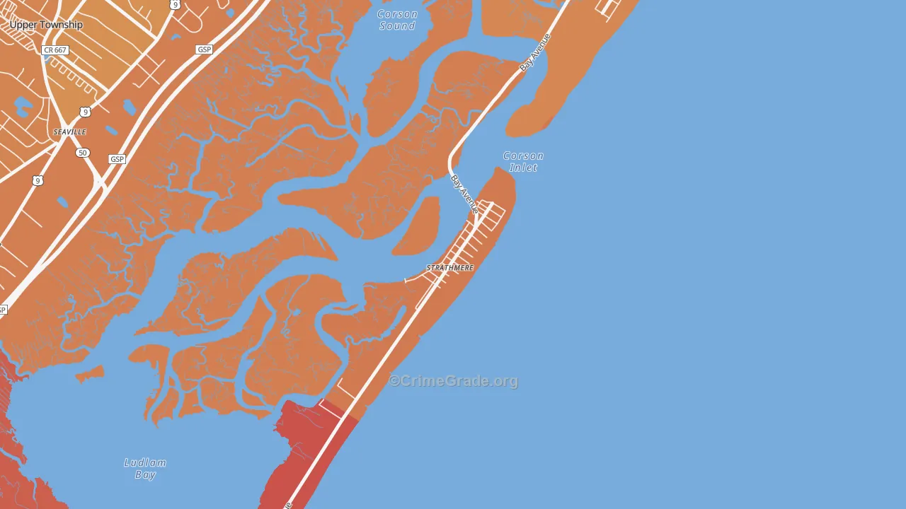 Strathmere, NJ Map of Assault Rates