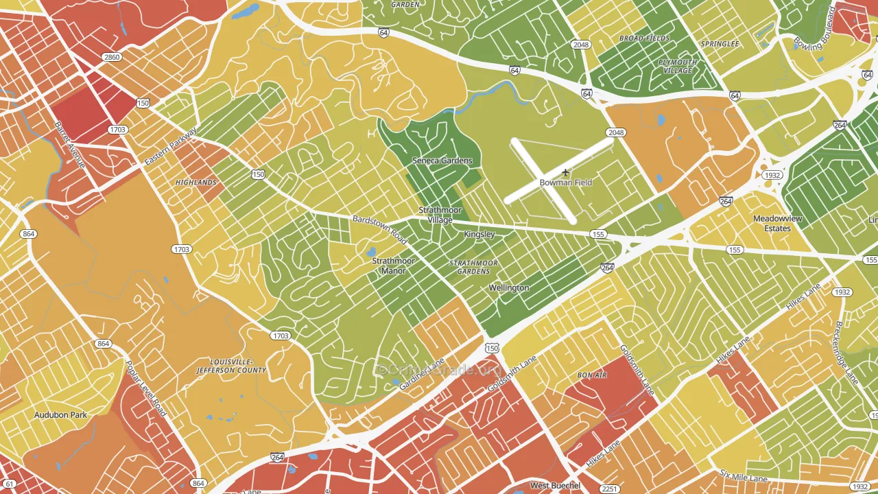 Strathmoor Village, KY Map of Assault Rates