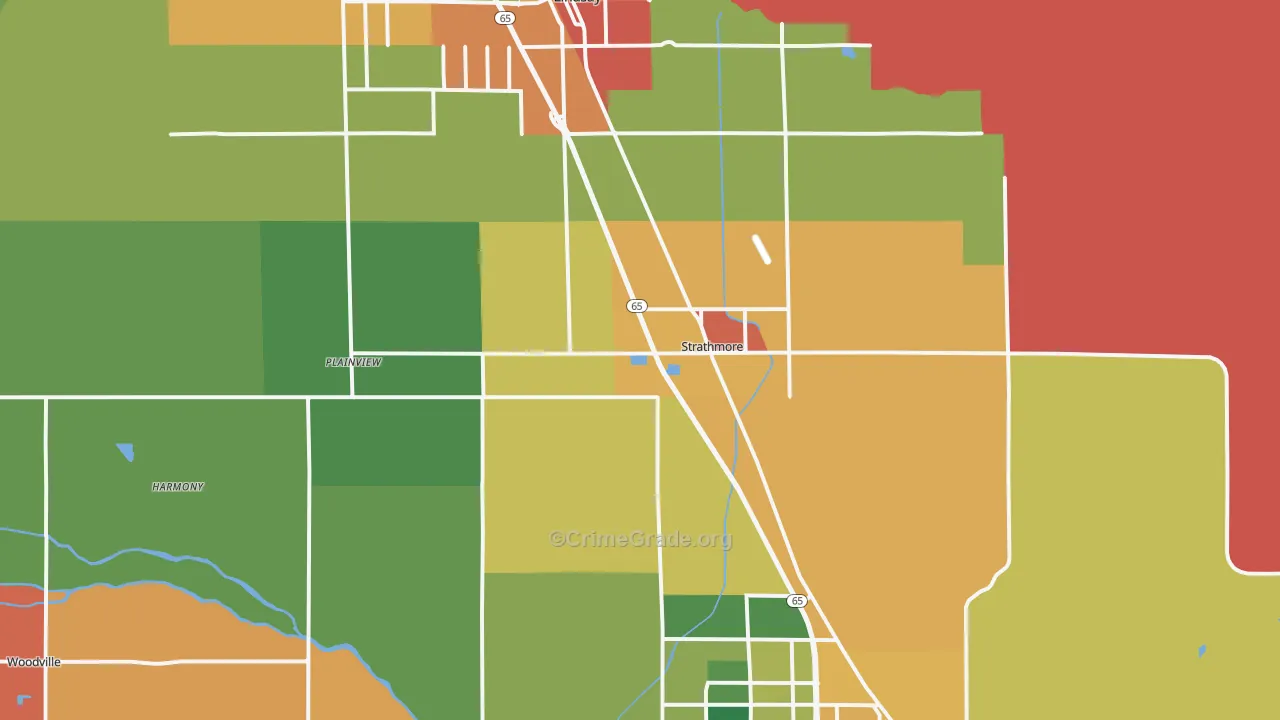 Strathmore, CA Map of Assault Rates