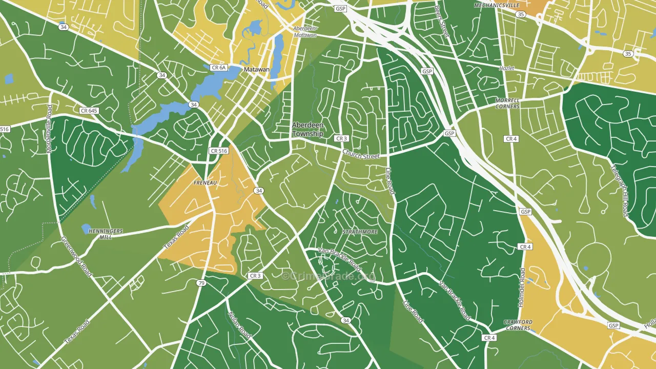 Strathmore, NJ Map of Assault Rates