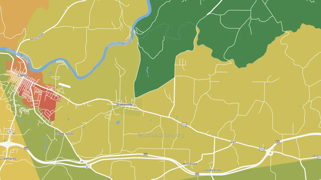 Strattanville, PA Map of Assault Rates