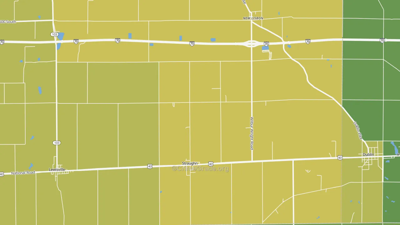 Straughn, IN Map of Assault Rates