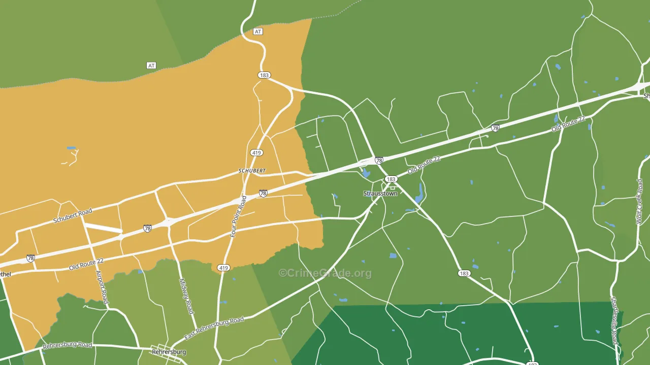 Strausstown, PA Map of Assault Rates