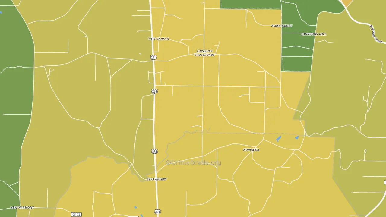 Strawberry, AL Map of Assault Rates